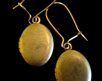 Teensy Tiny Gold Oval Locket Earrings