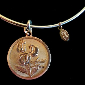 Flower of the Month Wire Bangle Bracelet, January, February, March, April, May, June, July, August, September, October, November, December