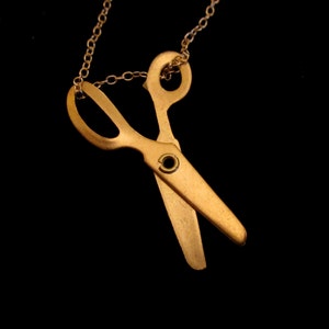 Brass Scissor Necklace, Hair Stylist, Sewer, Seamstress, Taylor image 2