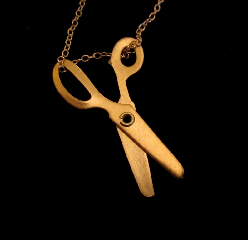 Brass Scissor Necklace, Hair Stylist, Sewer, Seamstress, Taylor image 2