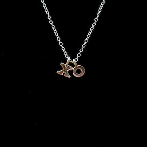 2 Collar inicial, adolescente pequeña plata dos collar inicial