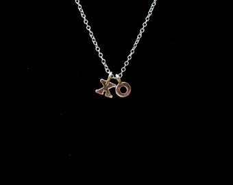 2 Initial Necklace, Teensy Tiny Silver Two Initial Necklace