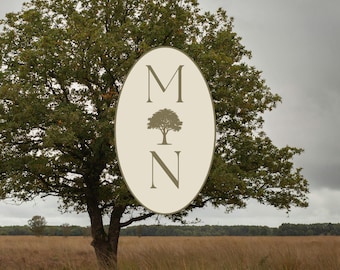 Loghi con monogrammi botanici personalizzabili per matrimoni, modelli Canva eleganti e modificabili (download digitale)