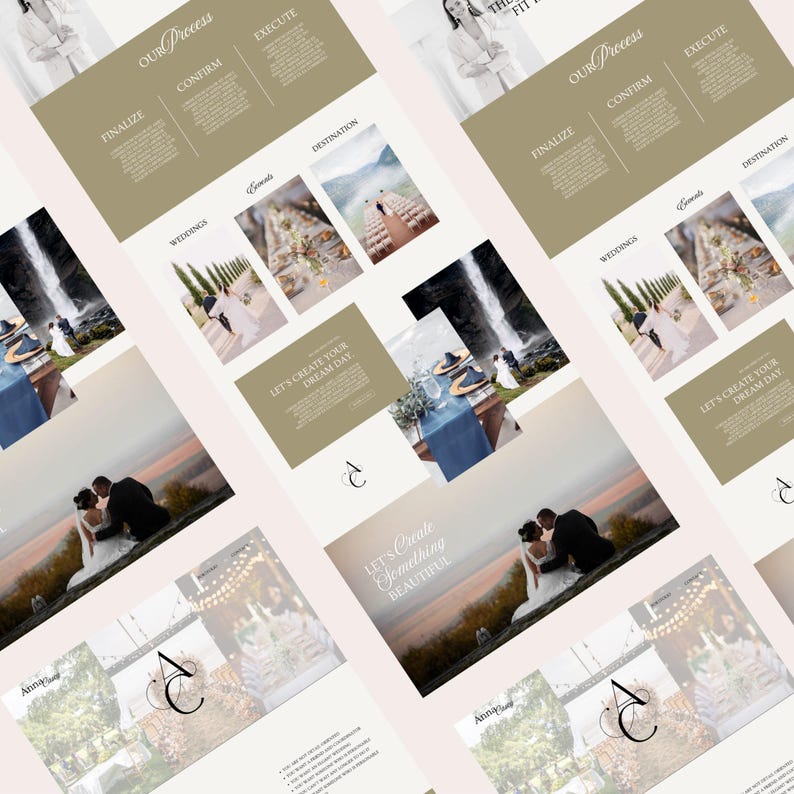 Canva-mall för landningssida | Evenemangsplanerare, fotografer, innehållsskapare | Elegant webbdesign | Lyxig webbplats bild 4