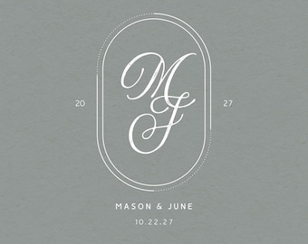 Logo monogramma matrimonio personalizzato, eleganti iniziali di coppia (download digitale)