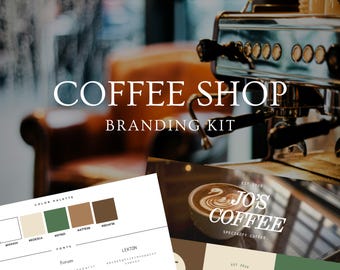 Coffee Shop Branding Kit | Editable Canva Logo & Visual Identity (Digital Download)