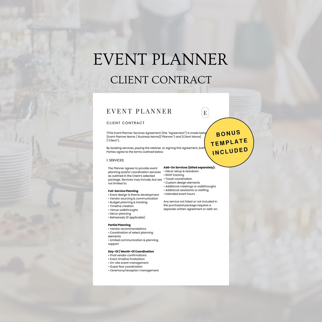 Event Planner Contract.pdf Event Planner Contract Template | Editable Agreement in Canva | Bonus ...