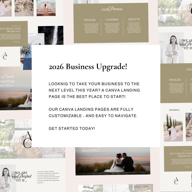 Canva-mall för landningssida | Evenemangsplanerare, fotografer, innehållsskapare | Elegant webbdesign | Lyxig webbplats bild 2