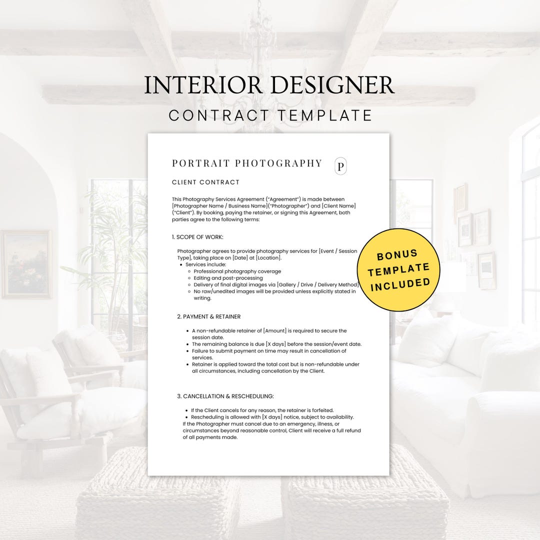 Interior Designer Contract Template | Editable in Canva | Interior ...