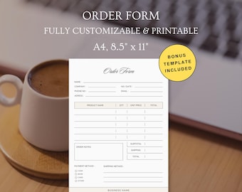 Modello di modulo d'ordine / Bonus incluso / Modello Canva modificabile