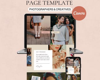 Mall för landningssida för fotografer i Canva | Innehållsskapare | Influencers | Mode | Canva-mallar