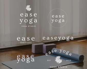 Modelli di logo per studi di yoga modificabili, kit di branding per studi di yoga (download digitale)