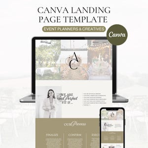 Canva-mall för landningssida | Evenemangsplanerare, fotografer, innehållsskapare | Elegant webbdesign | Lyxig webbplats bild 1