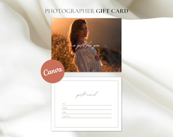 Modello di buono regalo per fotografo boho / Buono Canva modificabile (download digitale)