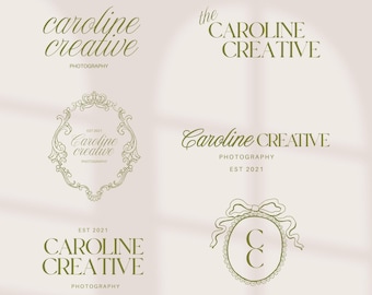 15 modelli di logo per fotografi, elegante kit di branding predefinito / modificabile su Canva (download digitale)