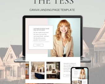 Mall för landningssida för mäklare och fastigheter i Canva: "The Tess" (digital nedladdning)