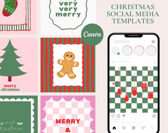 Paquete de plantillas de Canva para redes sociales / Publicaciones navideñas de Instagram / Plantillas comerciales editables /