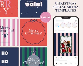 Paquete de 35 plantillas de Canva para redes sociales / Publicaciones navideñas de Instagram / Plantillas comerciales editables /