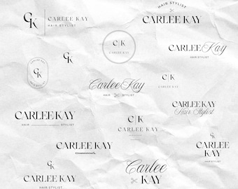 15 modelli di logo per parrucchieri, logo elegante per salone, marchio di lusso, modificabile tramite Canva (download digitale)