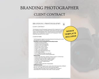 Branding Photographer Contract Template | Editable Canva Photography Agreement | Portrait Session |
