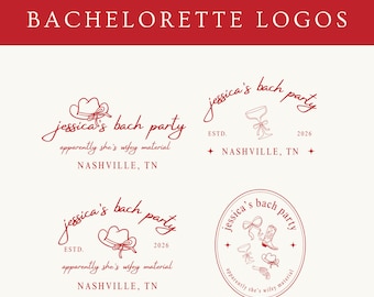 Loghi modificabili per addio al nubilato a Nashville / Modelli Canva (Download digitale)