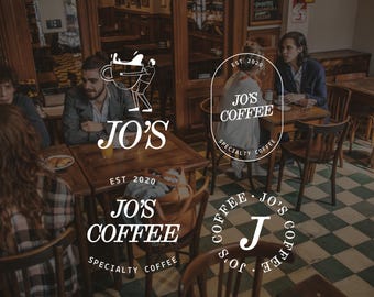Editable Coffee Shop Logo Templates, Branding Kit (Digital Download)