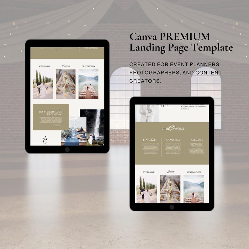 Canva-mall för landningssida | Evenemangsplanerare, fotografer, innehållsskapare | Elegant webbdesign | Lyxig webbplats bild 8