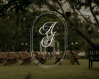 Loghi monogramma per matrimoni eleganti e minimalisti, personalizzabili, modelli Canva (download digitale)