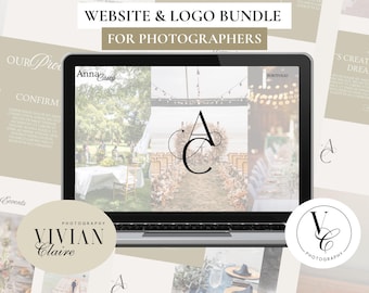 Kit per logo e sito web per fotografia di matrimonio / Eleganti modelli Canva