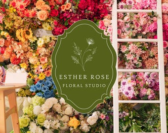 Flower Farm Logo Kit,  Florist Branding, Floral Studio Logo Design for Wedding Florist (Digital Download)