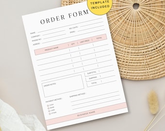 Modello di modulo d'ordine modificabile / Bonus incluso / Modello Canva