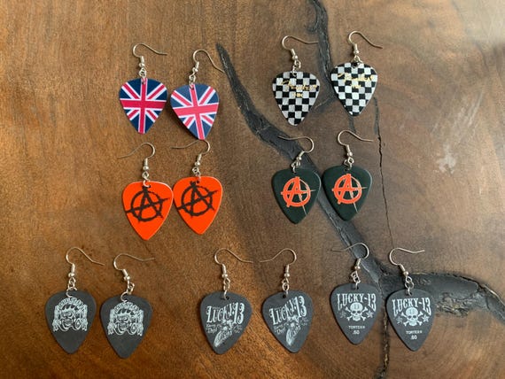 Tattoo/Punk Guitar Pick Earrings