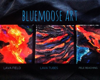 Bluemoose ART Small works on Canvas Lava Series Pele Reaching