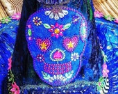 Bluemoose ART Costume Witch Hat Blue Calaveras