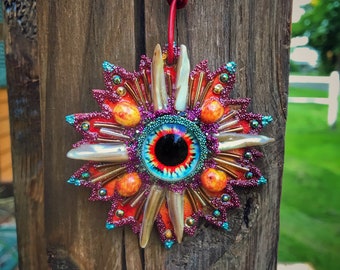 Sunburst Eye Pendant by Bluemoose Art