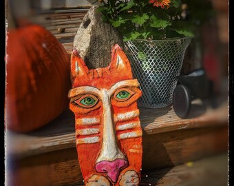Cheeky ORANGE CAT Mask by BlueMoose Art
