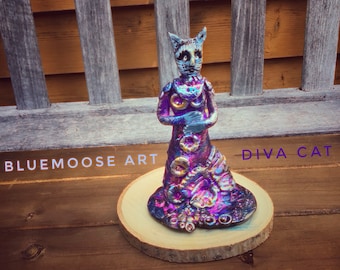 Cat Diva  Clay Sculpture