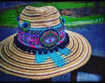 CRUISE WEAR Eye Candy Cool Summer Straw Hat by Bluemoose ART