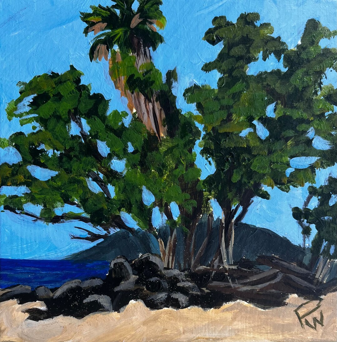 Ulua Beach, Maui. 6x6acrylic on Cradled Wood En Plein Air Original ...