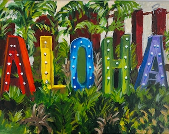 Aloha sign, Hyatt Regency, Ka’anapali , Maui. 8”x12” acrylic On canvas- Original Acrylic Painting