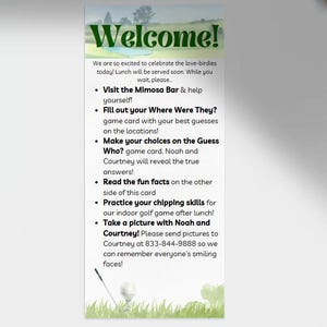 Golf Themed Bridal Shower Table Cards