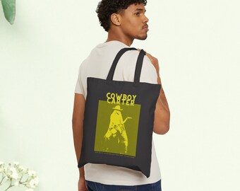 GEPERSONALISEERDE Beyonce Cowboy Carter Album Tote Bag in GEEL Western Chic Modeaccessoire voor Beyhive Limited Edition Stijlvolle Carry-All