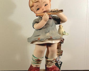 Girl Playing Flute Made in Japan Figurine
