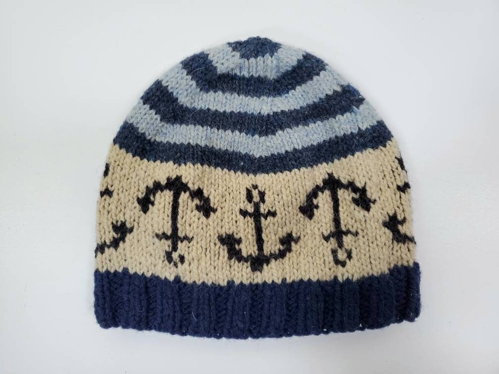 Anchors Away Hat Knit Wool Sailor CAP 