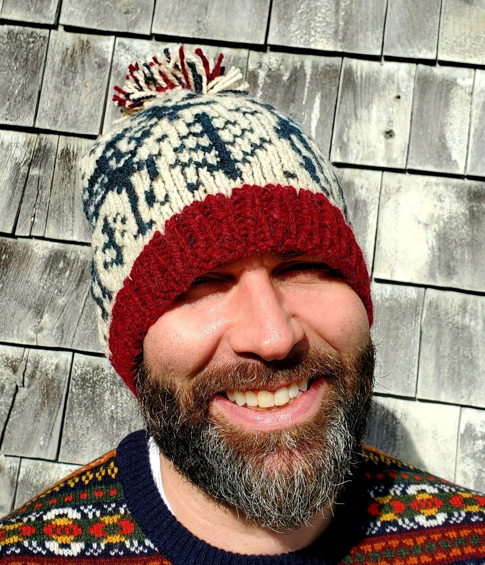 MooSE TReeS Knitted HAT Unisex Wool PomPom CAP Green Red Ivory Etsy