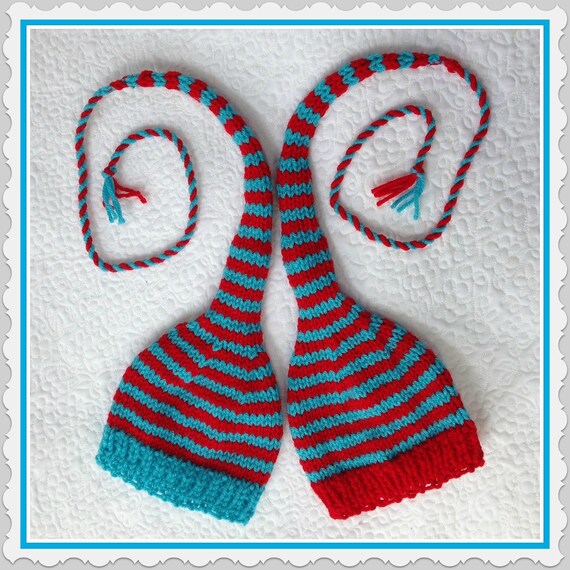 Items similar to NeWBoRN Knit Baby Hat Turquoise Red Stripe BaBY PHoTO