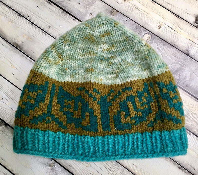 Women Knit WooDLaND HAT Ladies Multicolor Wool CAP Teal Olive Mint BoHo Girl LeAVeS BeANiE Colorful Winter ToQUE Hand Dyed Painted Yarn