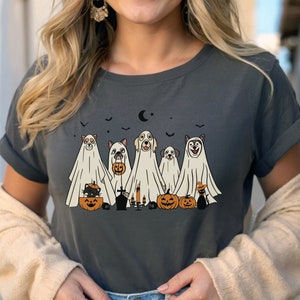 Camiseta de cachorro de Halloween, camisa de cachorro fantasma de Halloween, camiseta de cachorro fantasma, camiseta engraçada de Halloween, camiseta engraçada de cachorro de Halloween, camisa de cachorro assustador