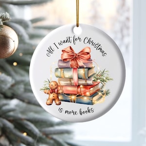 Book Lover Christmas Ornament, Bookish Christmas Ornament, Bookworm Christmas Ornament, Christmas Books Ornament, Book Christmas Ornament
