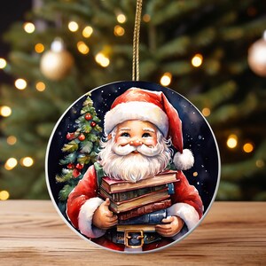 Boekenliefhebber kerstornament, leesgrage kerstornament, boekenwurm kerstornament, kerstboekenornament, boekkerstornament
